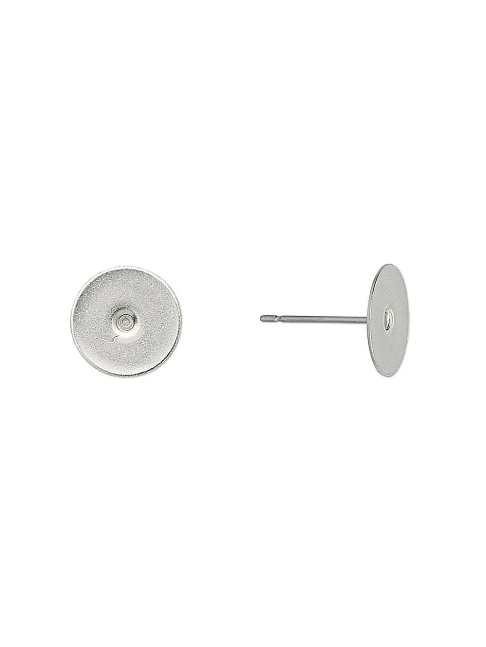 Silver Plated Brass 10mm Flat Pad Back Earring Posts Studs Findings 10 pcs